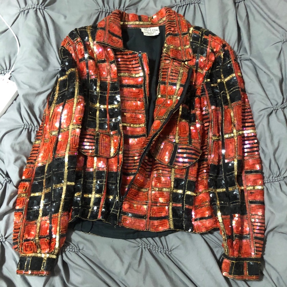 Sequined Orange, Black, Gold Jacket